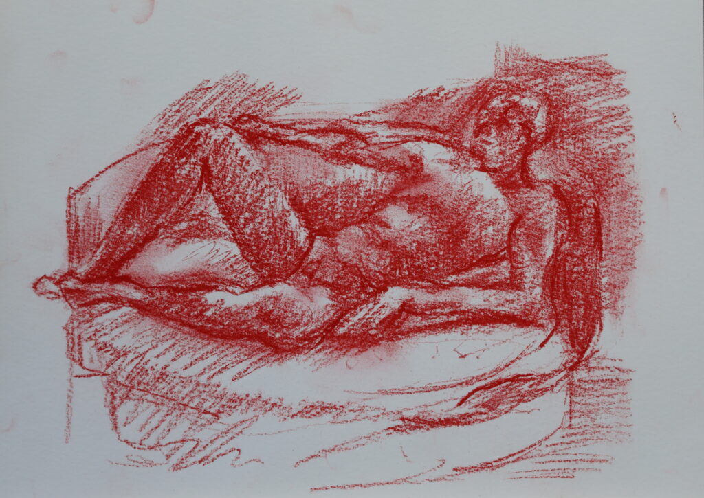 Naakt in de Serre, november 2025, Vrij werk, Voorstraat Poeldijk, 20x30 cm, Softpastel, Artislique